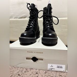 [Marc Fisher] Black Combat Boots - Size 6.5M - Chunky Sole, Minor Flaws
